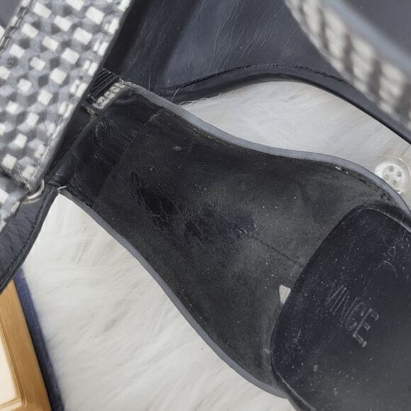 Vince Checkered Rita Block Heel Leather Sandals Size US 8M‎ EU 38 - Picture 7 of 12